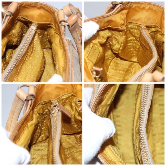 PRADA Hand Bag Canvas Beige Gold Auth EC435 - Picture 16 of 16